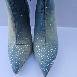 Thalia Sodi Rhinestone Mid Calf Boots Pointed Toe Size 5.5